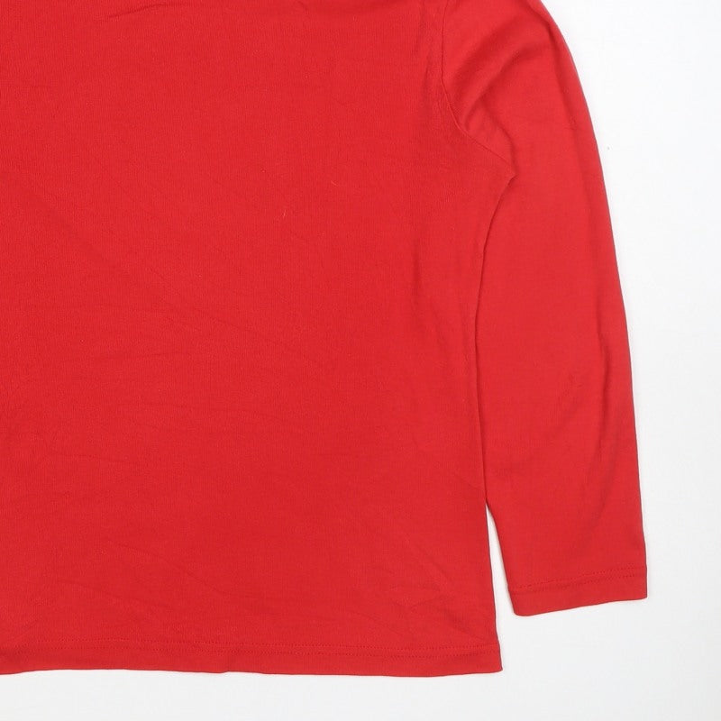 Enrico Women’s Red Size 16 Basic Roll Neck Long Sleeve Jersey Top