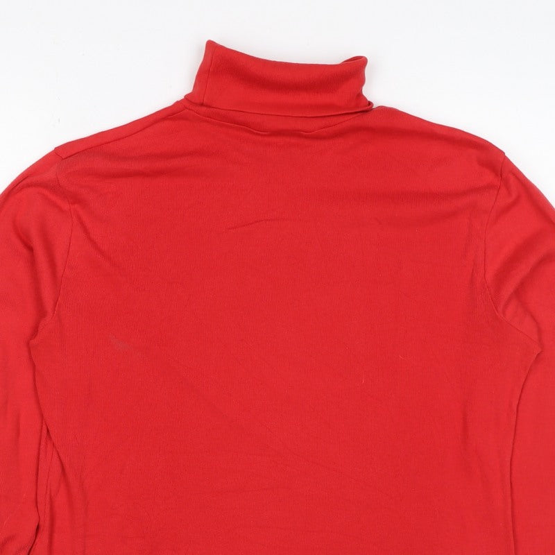 Enrico Women’s Red Size 16 Basic Roll Neck Long Sleeve Jersey Top