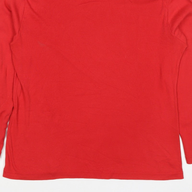 Enrico Women’s Red Size 16 Basic Roll Neck Long Sleeve Jersey Top