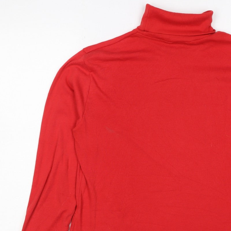 Enrico Women’s Red Size 16 Basic Roll Neck Long Sleeve Jersey Top