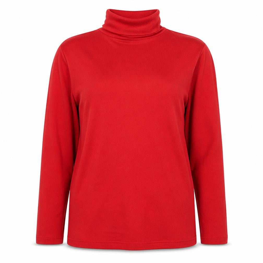 Enrico Women’s Red Size 16 Basic Roll Neck Long Sleeve Jersey Top
