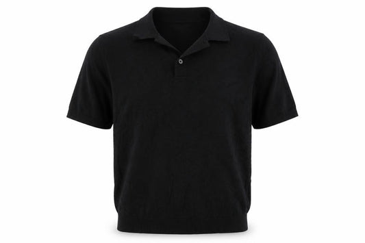 Zara Men’s Black Knit Polo Shirt Size L Short Sleeve Viscose Blend