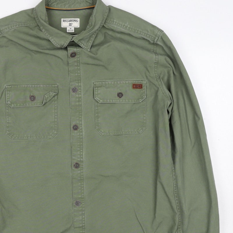Billabong Mens Green M Military Jacket Button Pocket Overshirt