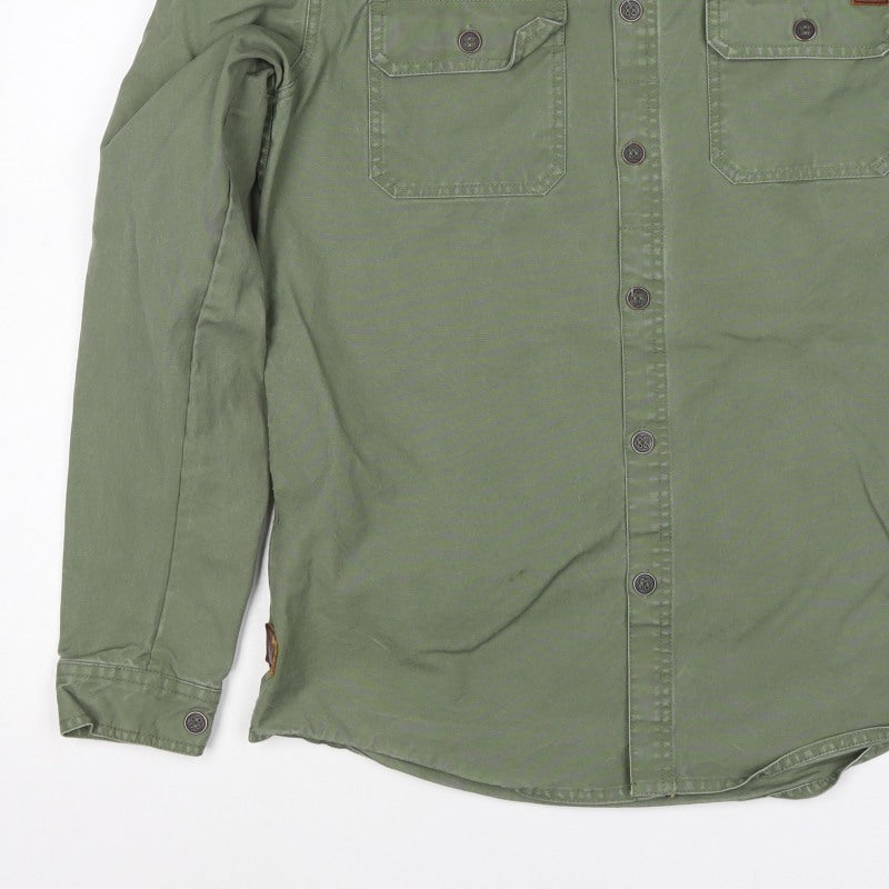 Billabong Mens Green M Military Jacket Button Pocket Overshirt