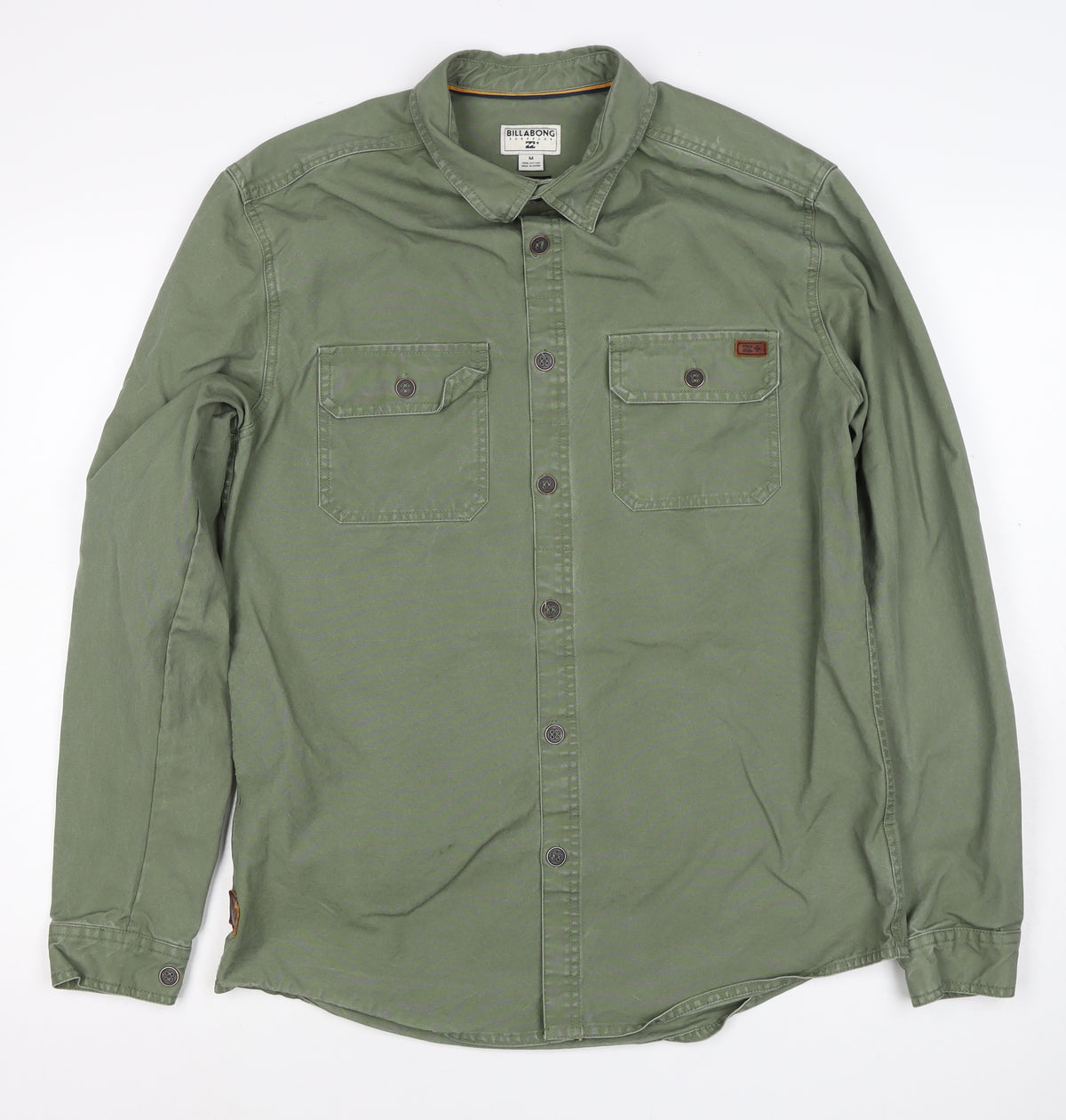 Billabong Mens Green M Military Jacket Button Pocket Overshirt