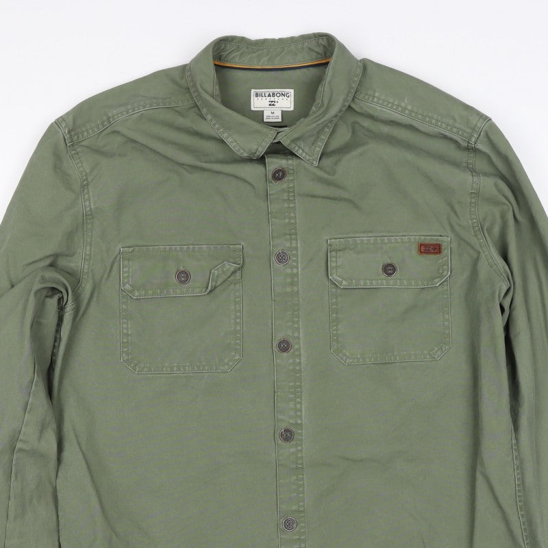 Billabong Mens Green M Military Jacket Button Pocket Overshirt