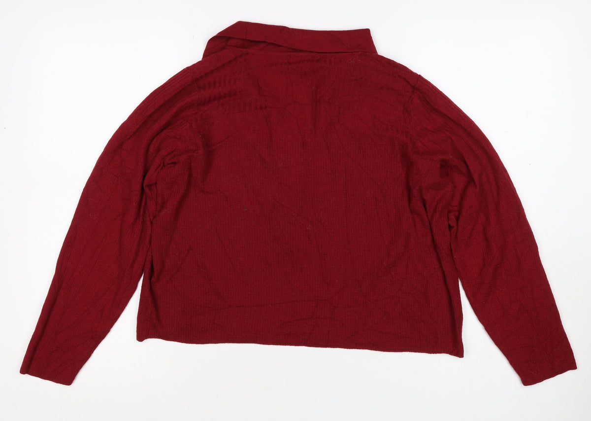 N. Premium Collection Women’s Red L Collared V-Neck Knit Jumper