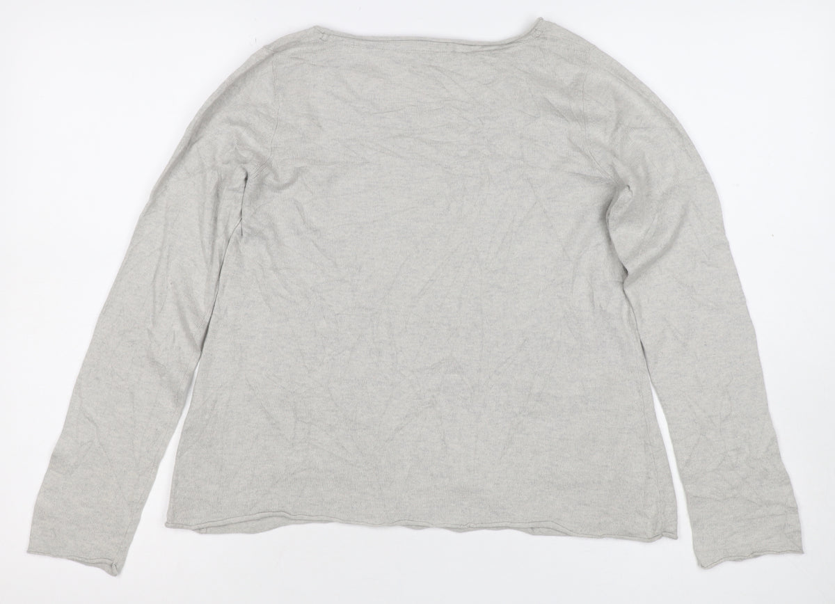 White Stuff Women’s Grey Size 12 Knit Pocket Pullover Jumper