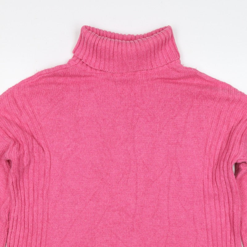 White Stuff Women Pink UK 12 Roll Neck Cotton Knit Pullover Jumper
