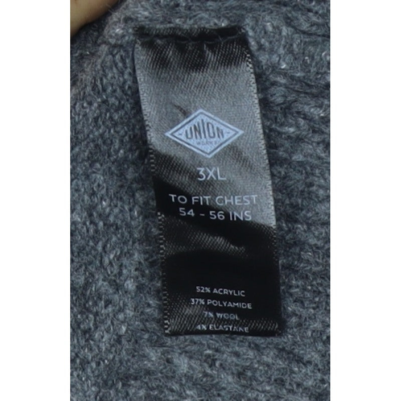 Union Workwear Inc. Men’s Grey 3XL Half Zip High Neck Wool Blend Jumper