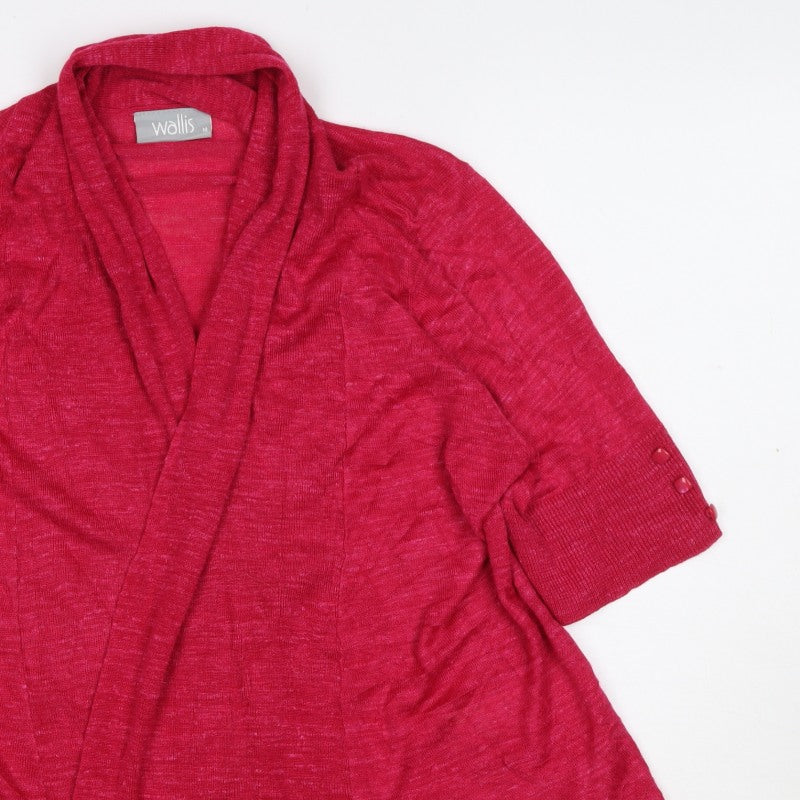 Wallis Women Red M Open Knit 3/4 Sleeve Cardigan