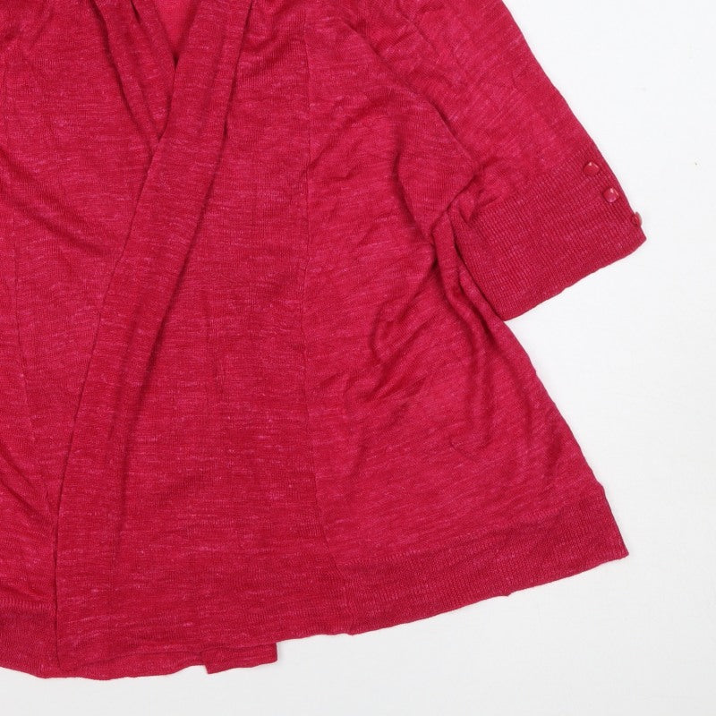 Wallis Women Red M Open Knit 3/4 Sleeve Cardigan