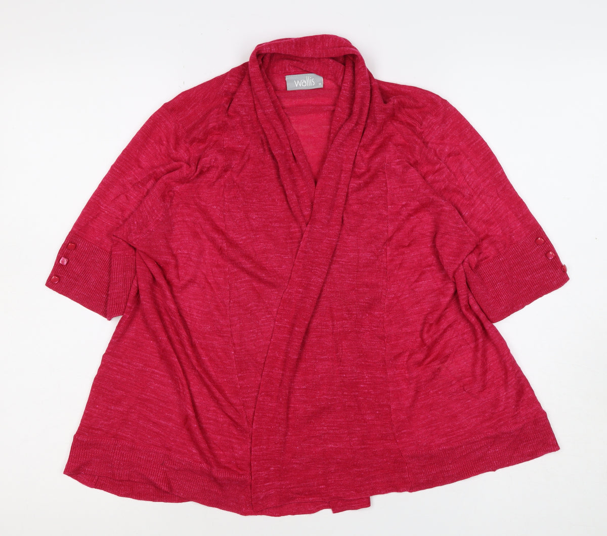 Wallis Women Red M Open Knit 3/4 Sleeve Cardigan