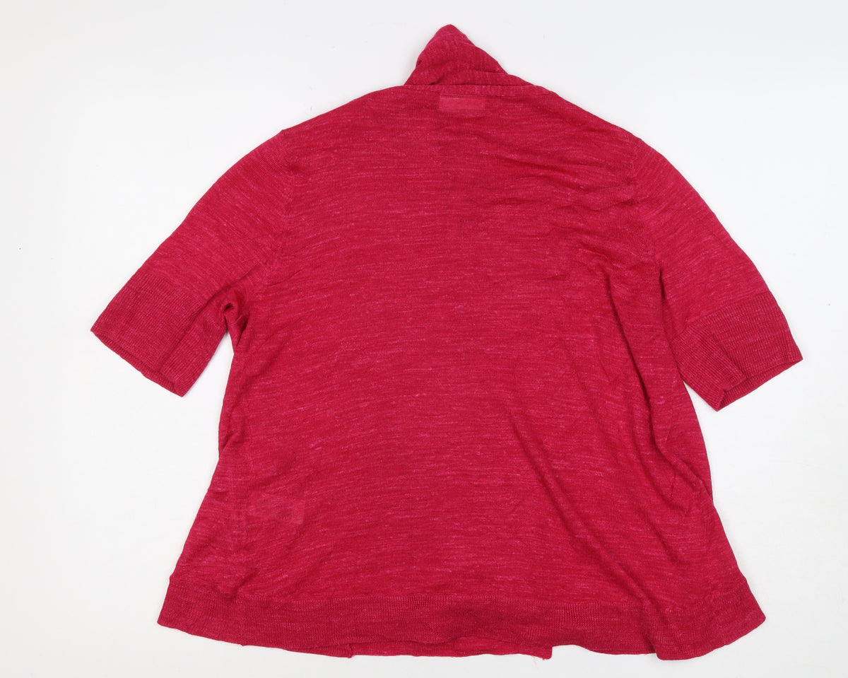 Wallis Women Red M Open Knit 3/4 Sleeve Cardigan