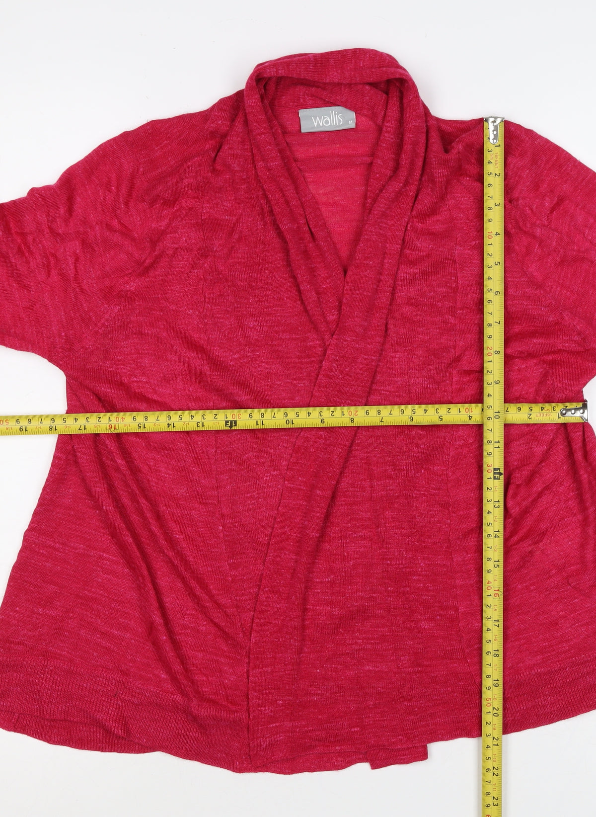 Wallis Women Red M Open Knit 3/4 Sleeve Cardigan