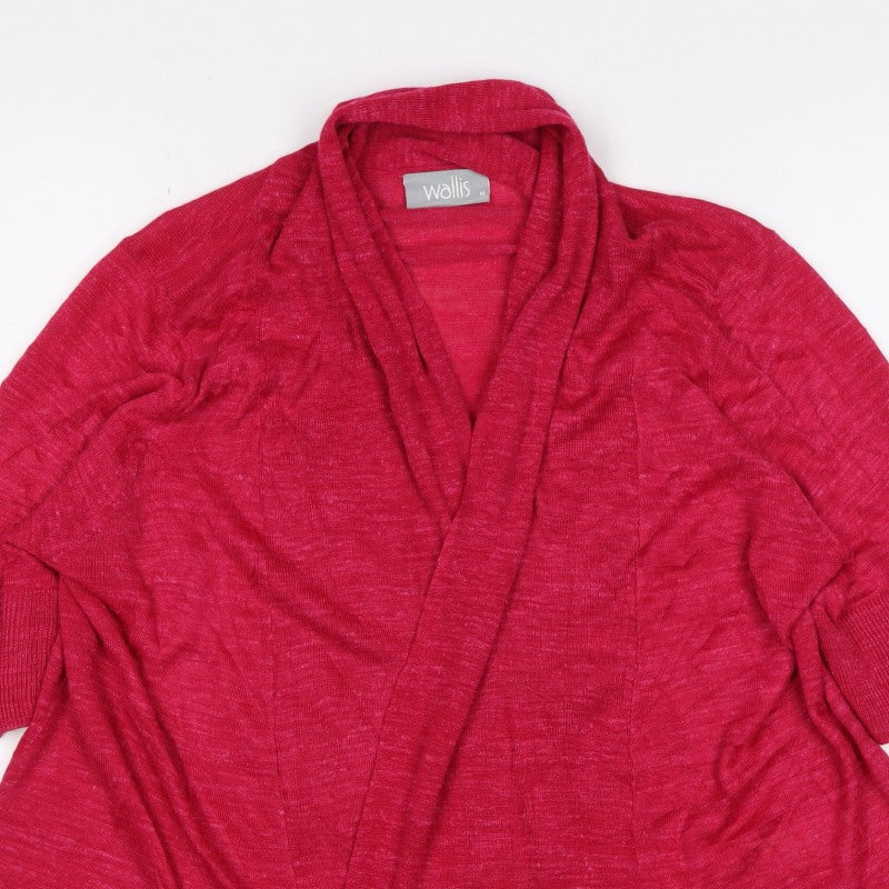 Wallis Women Red M Open Knit 3/4 Sleeve Cardigan