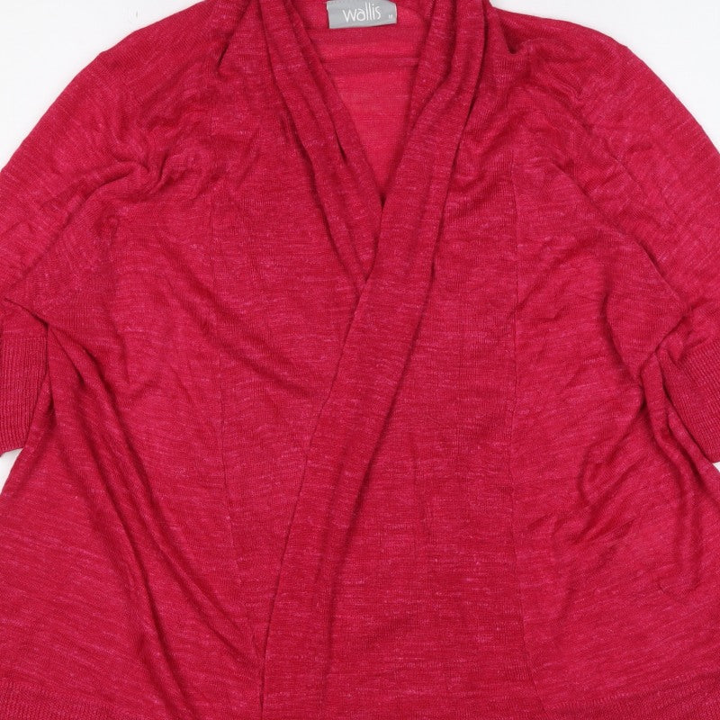 Wallis Women Red M Open Knit 3/4 Sleeve Cardigan