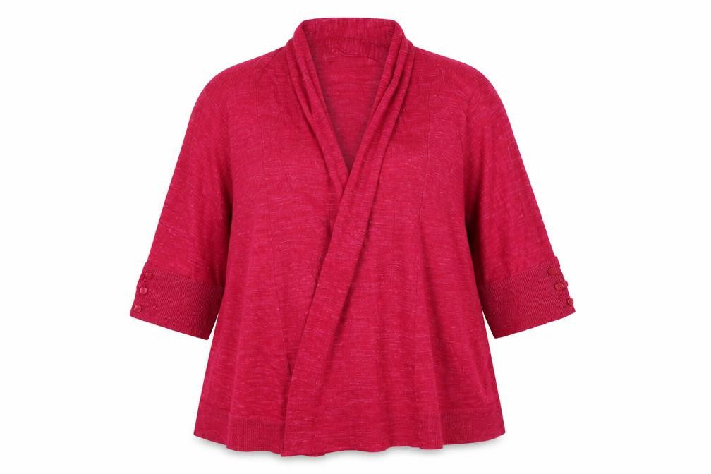 Wallis Women Red M Open Knit 3/4 Sleeve Cardigan