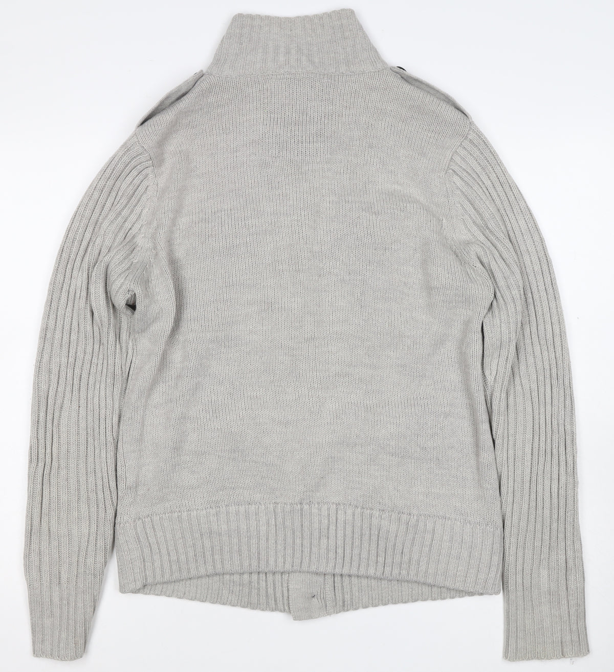 Dissident Men Grey L Button Knit Cardigan High Neck 4 Pocket