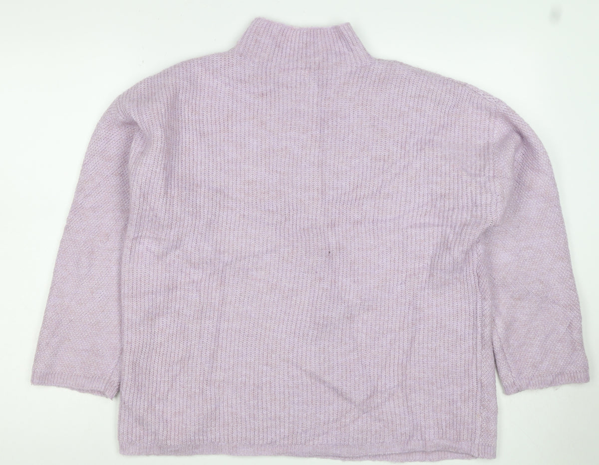 Monsoon Women Pink M Mock Neck Button Detail Knit Jumper