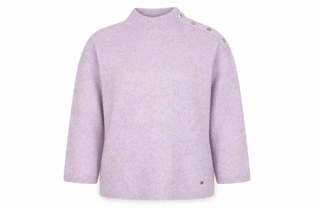 Monsoon Women Pink M Mock Neck Button Detail Knit Jumper