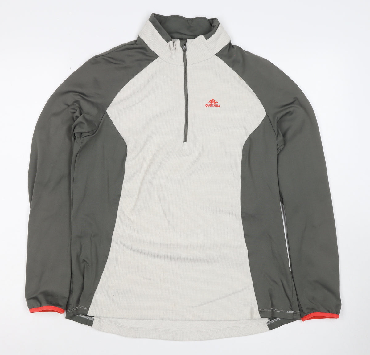 Quechua Men's Grey Ivory L Quarter Zip Hiking Activewear Top