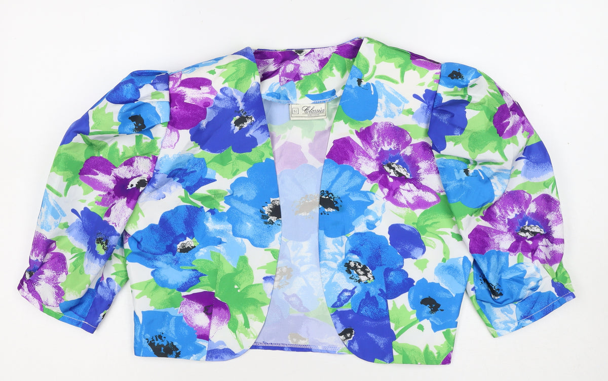 Classics Debenhams Women Multicolour 14 Floral Cropped Blazer