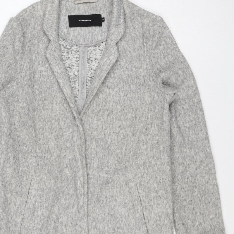 Vero Moda Women’s Grey XS Open Front Mid-Length Fleece Coat
