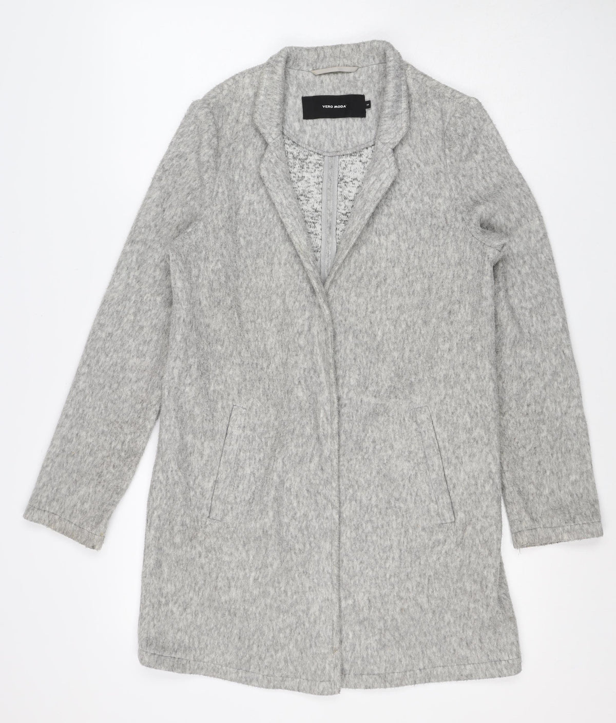 Vero Moda Women’s Grey XS Open Front Mid-Length Fleece Coat