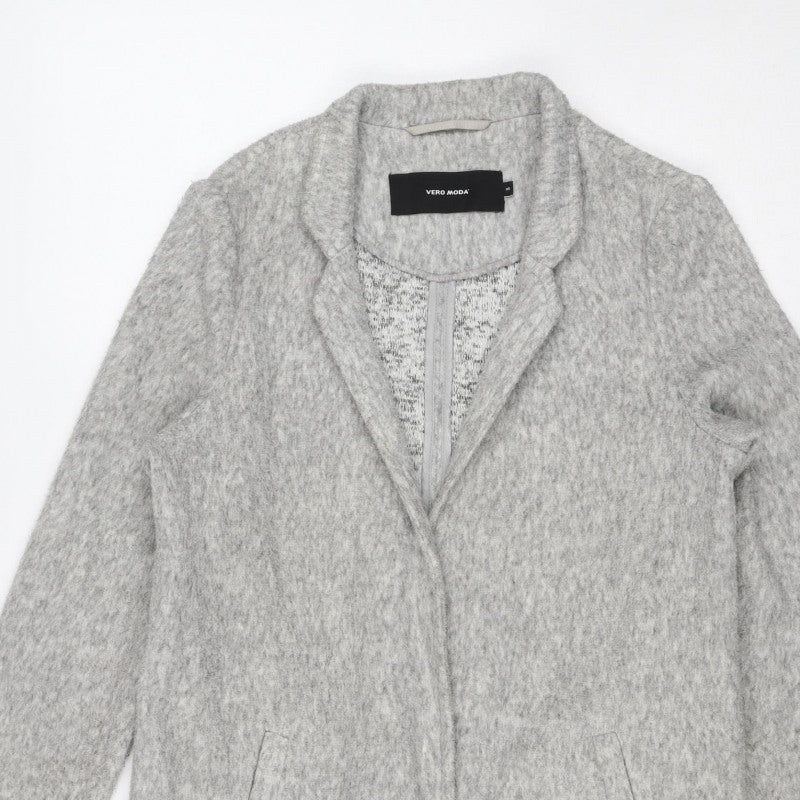 Vero Moda Women’s Grey XS Open Front Mid-Length Fleece Coat