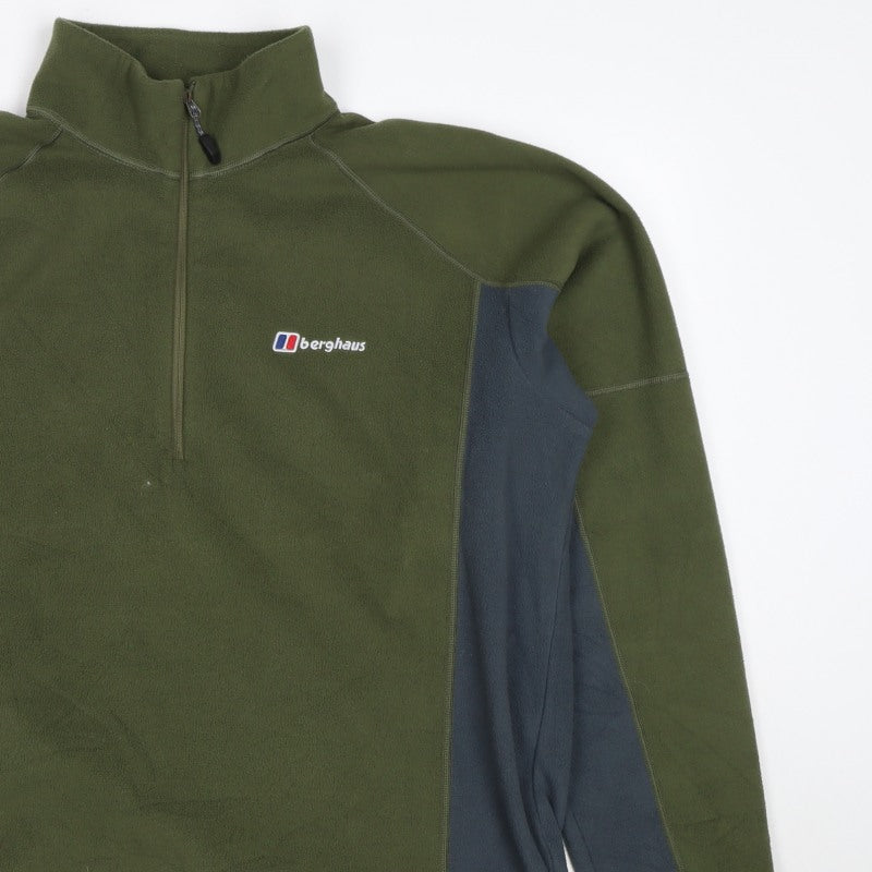 Berghaus Men’s Green Navy Fleece 1/4 Zip Pullover Sweatshirt L