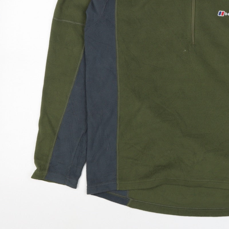 Berghaus Men’s Green Navy Fleece 1/4 Zip Pullover Sweatshirt L
