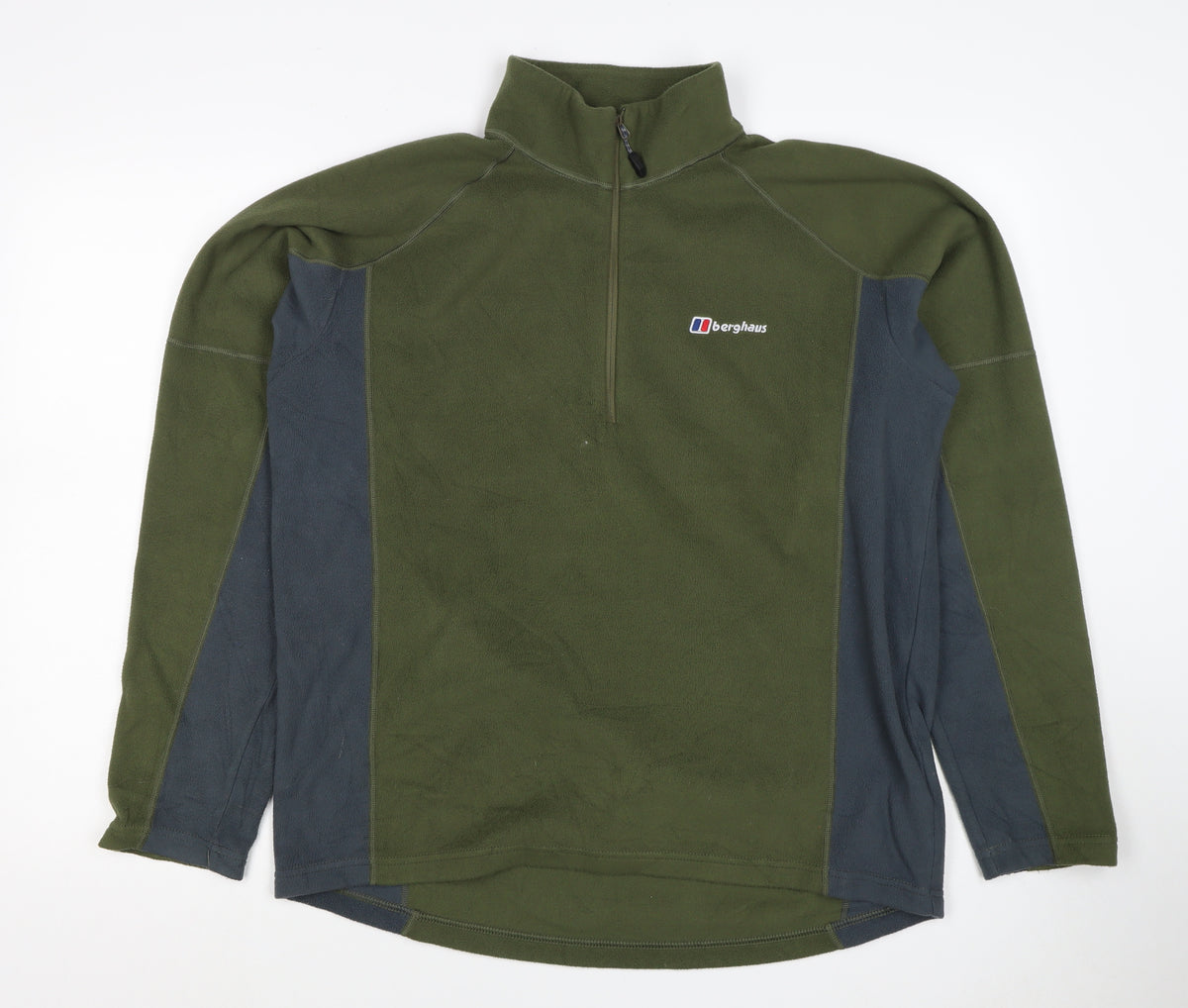 Berghaus Men’s Green Navy Fleece 1/4 Zip Pullover Sweatshirt L