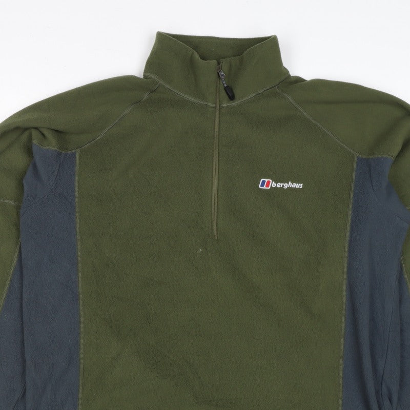 Berghaus Men’s Green Navy Fleece 1/4 Zip Pullover Sweatshirt L