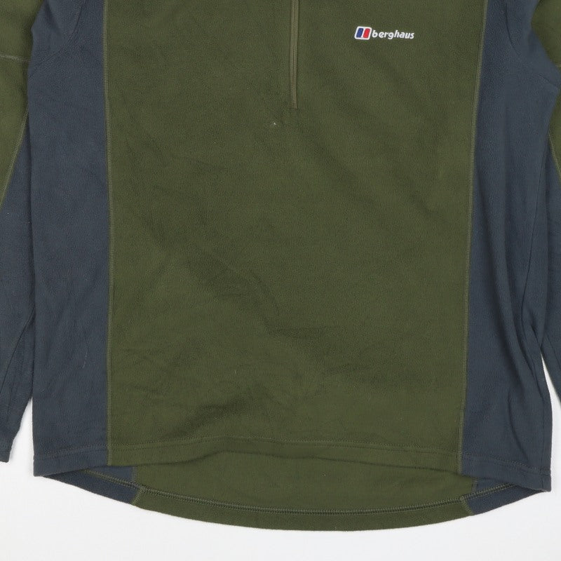 Berghaus Men’s Green Navy Fleece 1/4 Zip Pullover Sweatshirt L