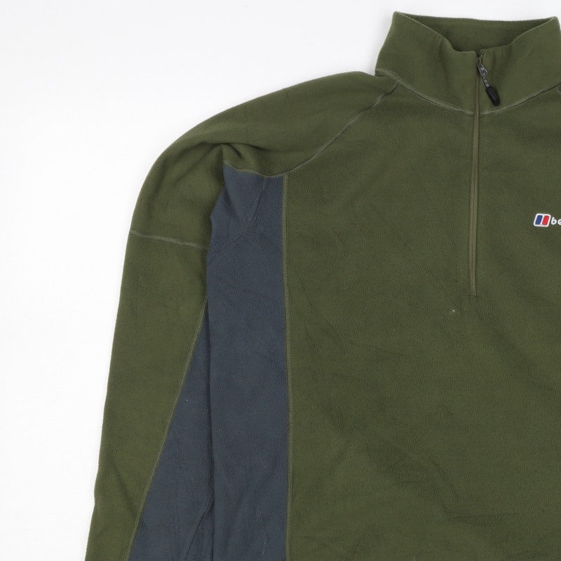 Berghaus Men’s Green Navy Fleece 1/4 Zip Pullover Sweatshirt L