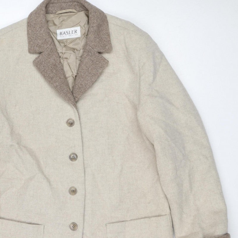 Basler Women’s Beige UK 8 Pure Wool Mid-Length Overcoat