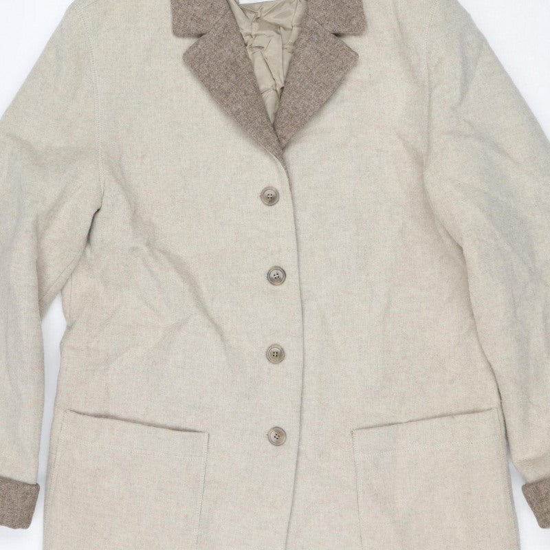 Basler Women’s Beige UK 8 Pure Wool Mid-Length Overcoat