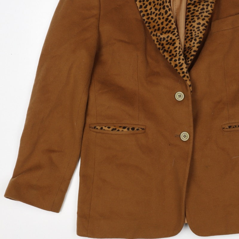 Dedaltex Women’s Brown UK 16 Leopard Lapel Wool Blend Blazer