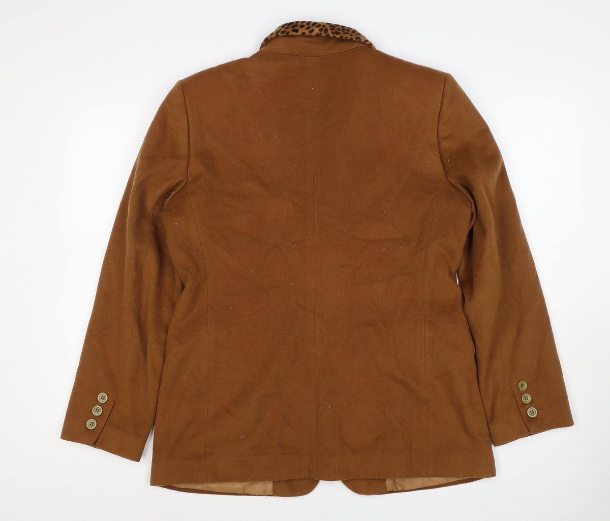 Dedaltex Women’s Brown UK 16 Leopard Lapel Wool Blend Blazer