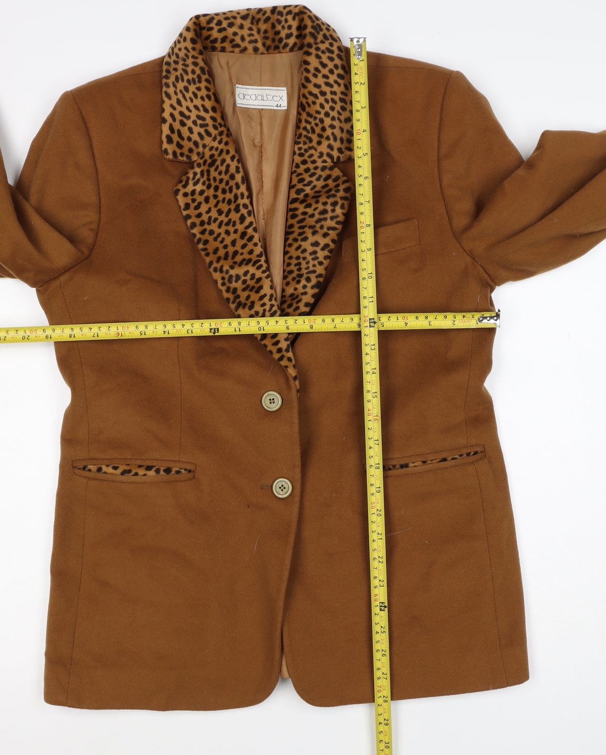 Dedaltex Women’s Brown UK 16 Leopard Lapel Wool Blend Blazer