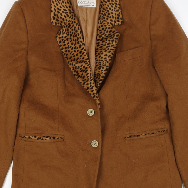 Dedaltex Women’s Brown UK 16 Leopard Lapel Wool Blend Blazer