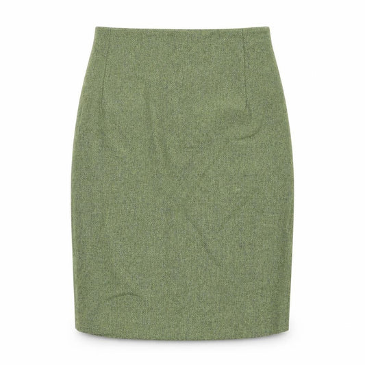 Laura Ashley Women Green UK 16 Pure Wool Herringbone Pencil Midi Skirt