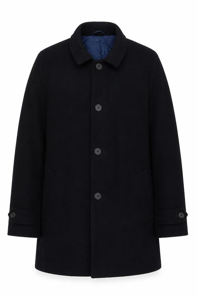 Marks and Spencer Men’s Black M Wool Blend Pea Coat Buttoned