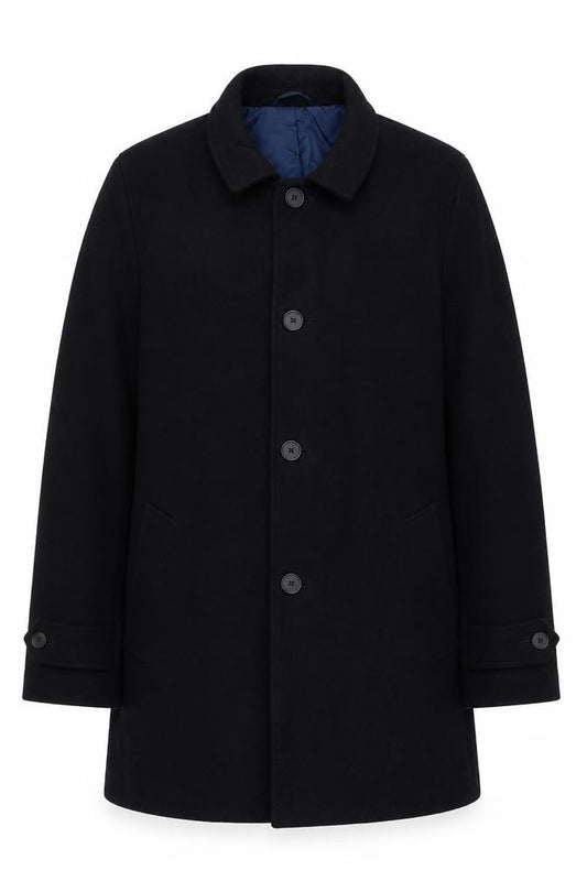 Marks and Spencer Men’s Black M Wool Blend Pea Coat Buttoned