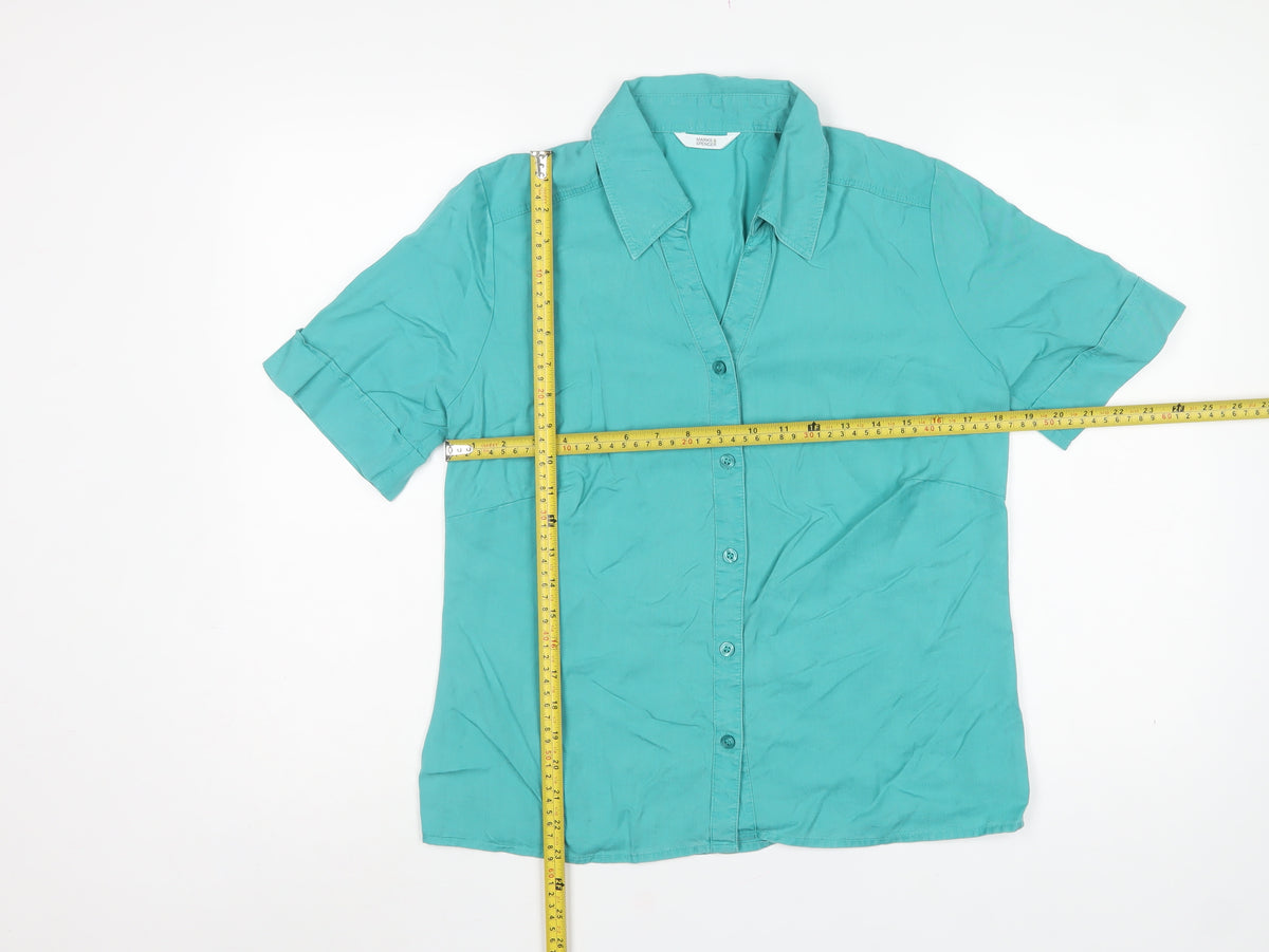 Marks and Spencer Women Blue UK 12 Basic Lyocell Button-Up Shirt