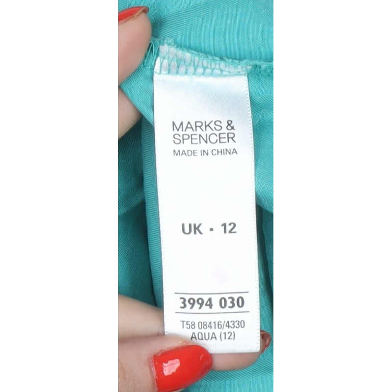 Marks and Spencer Women Blue UK 12 Basic Lyocell Button-Up Shirt