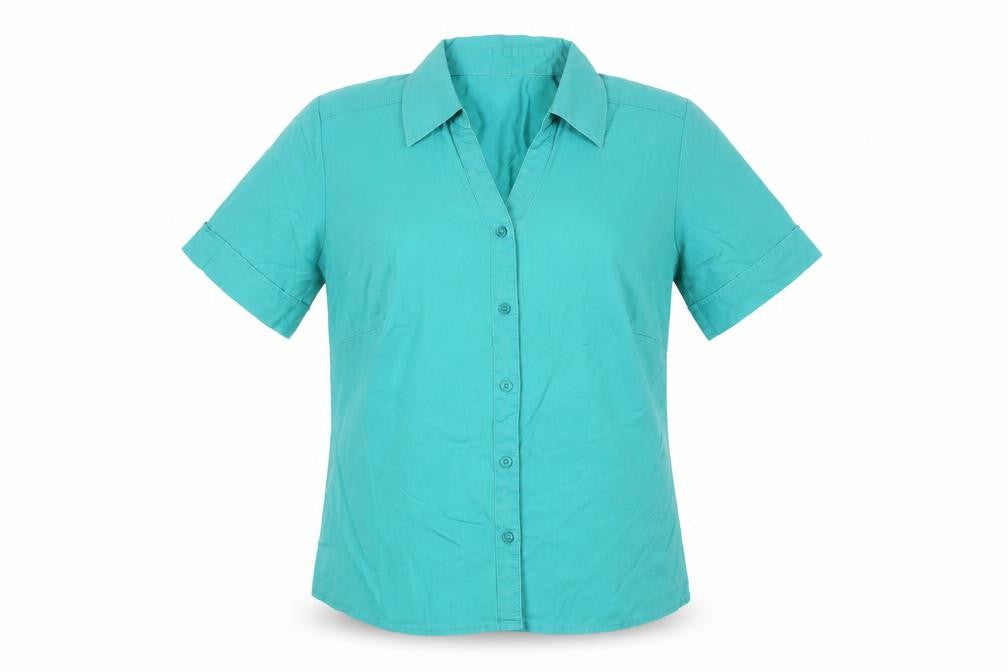 Marks and Spencer Women Blue UK 12 Basic Lyocell Button-Up Shirt