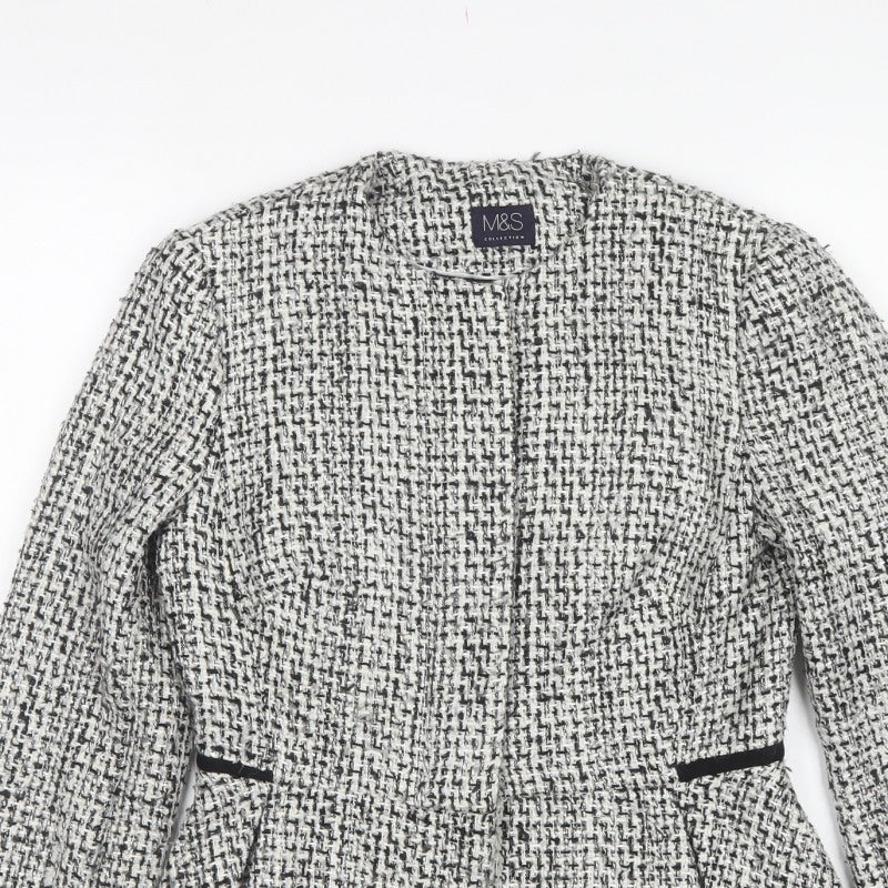 Marks & Spencer Women White Mix Bouclé Blazer UK 6 Lined Tailored