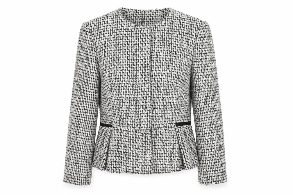 Marks & Spencer Women White Mix Bouclé Blazer UK 6 Lined Tailored